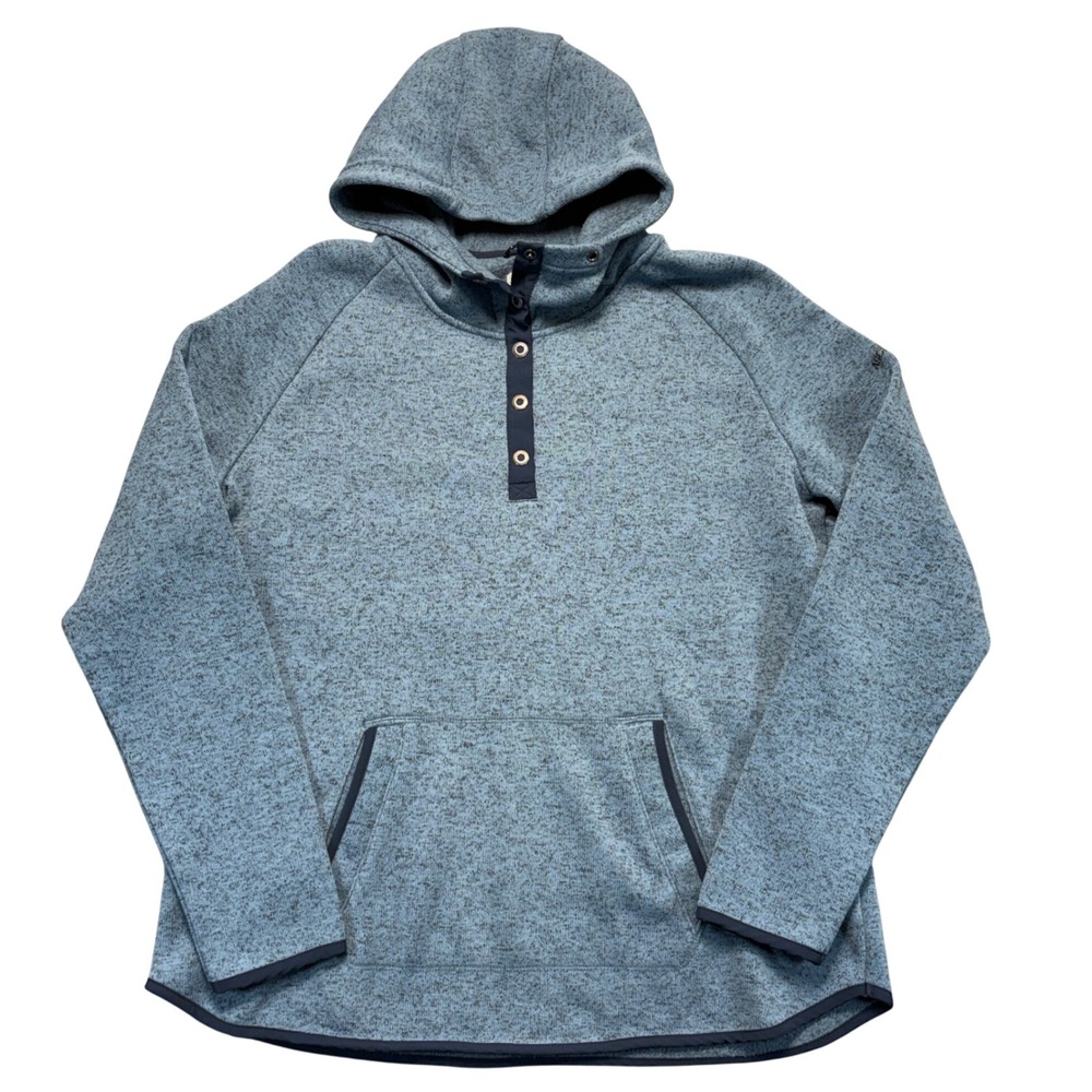 Ascend‎ Mens XL Blue Marl Sweater Fleece Snap Button Pullover Hoodie Recycled